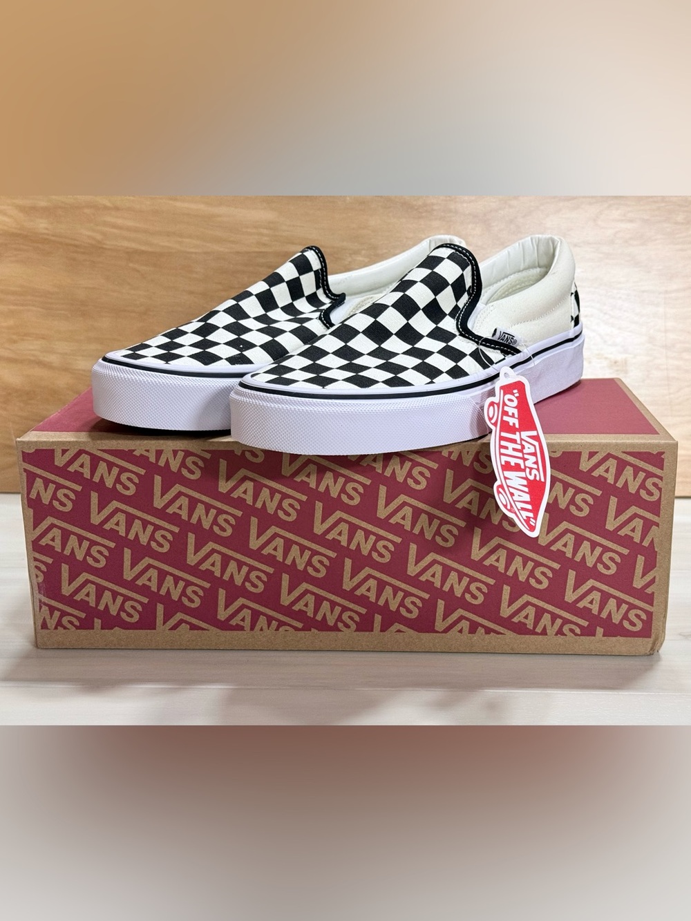 Vans Classic Slip-On Checkerboard black and white BRAND NEW size 8.5W/7M